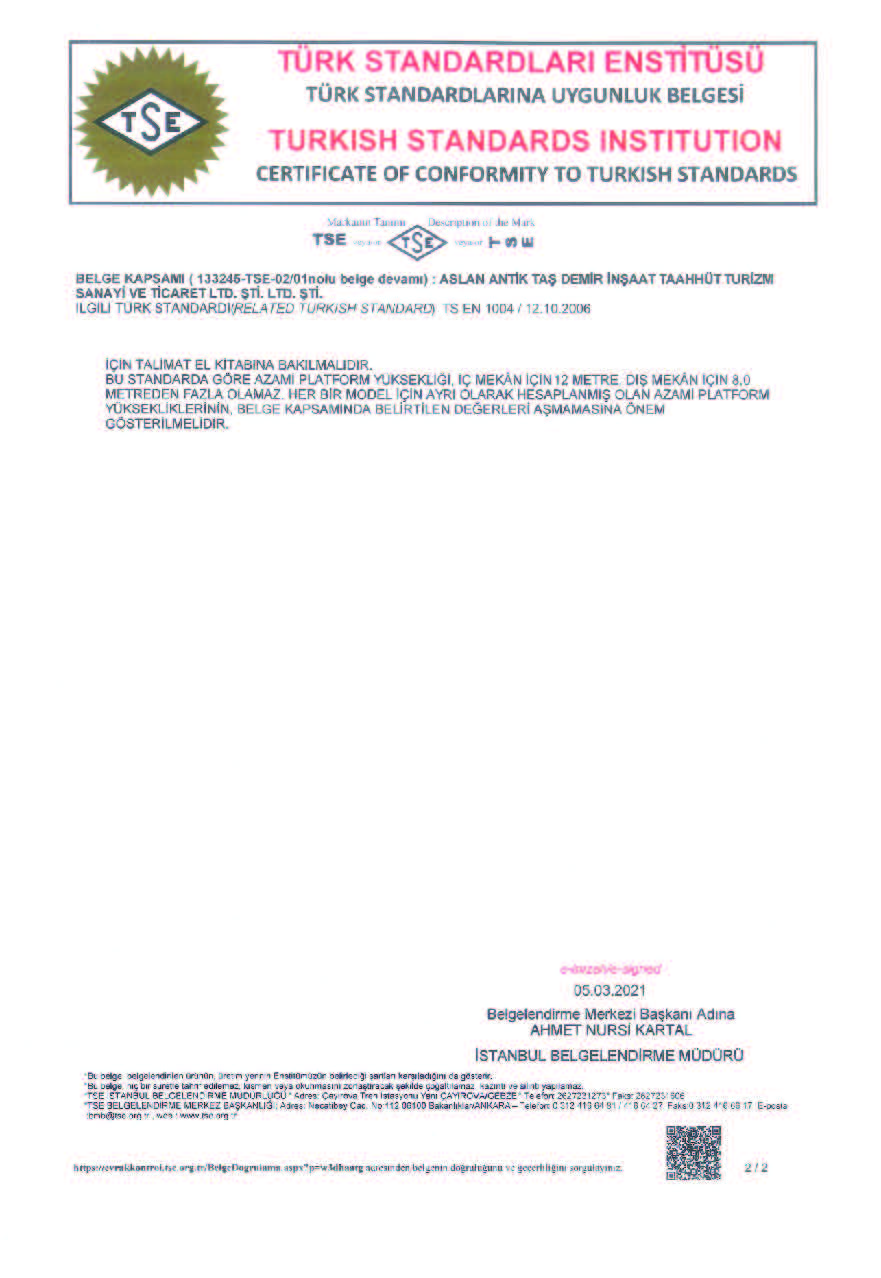 Quality Certificates – Aslan Demir